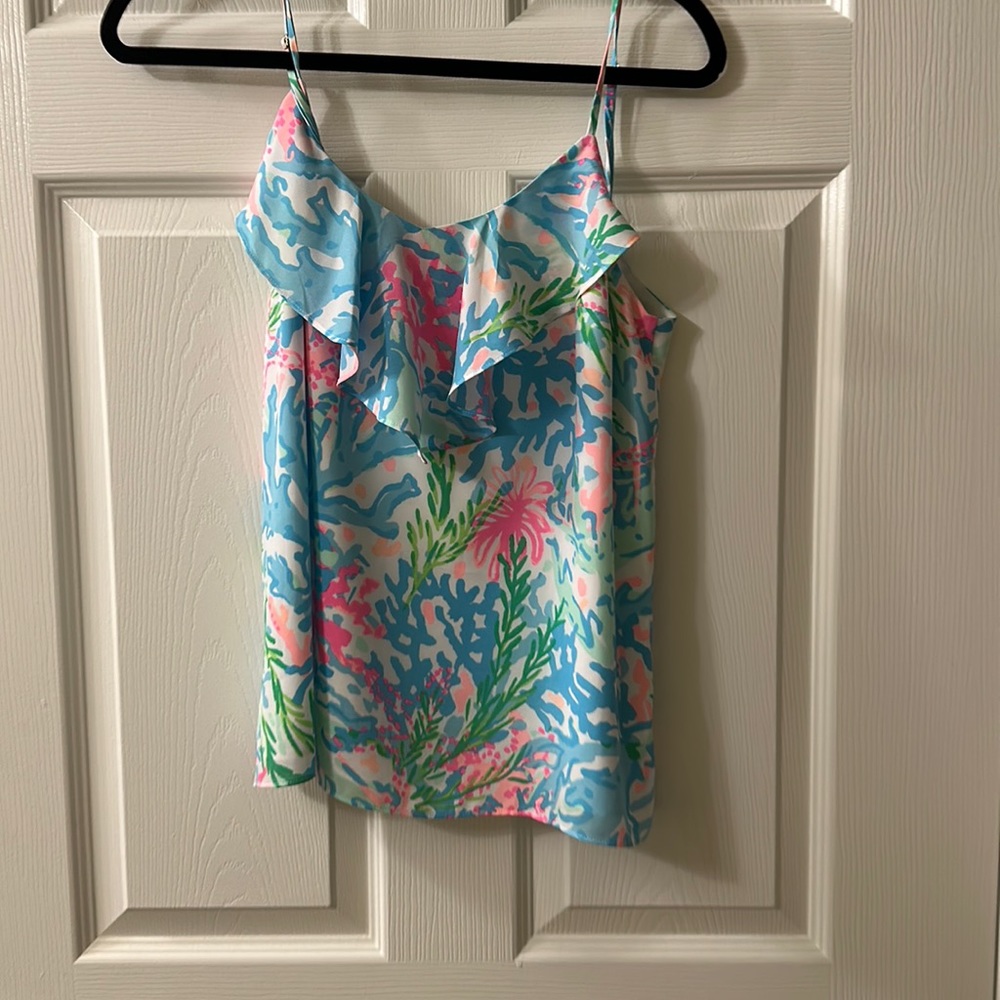 Lilly Pulitzer coral spaghetti strap tank. Gently used